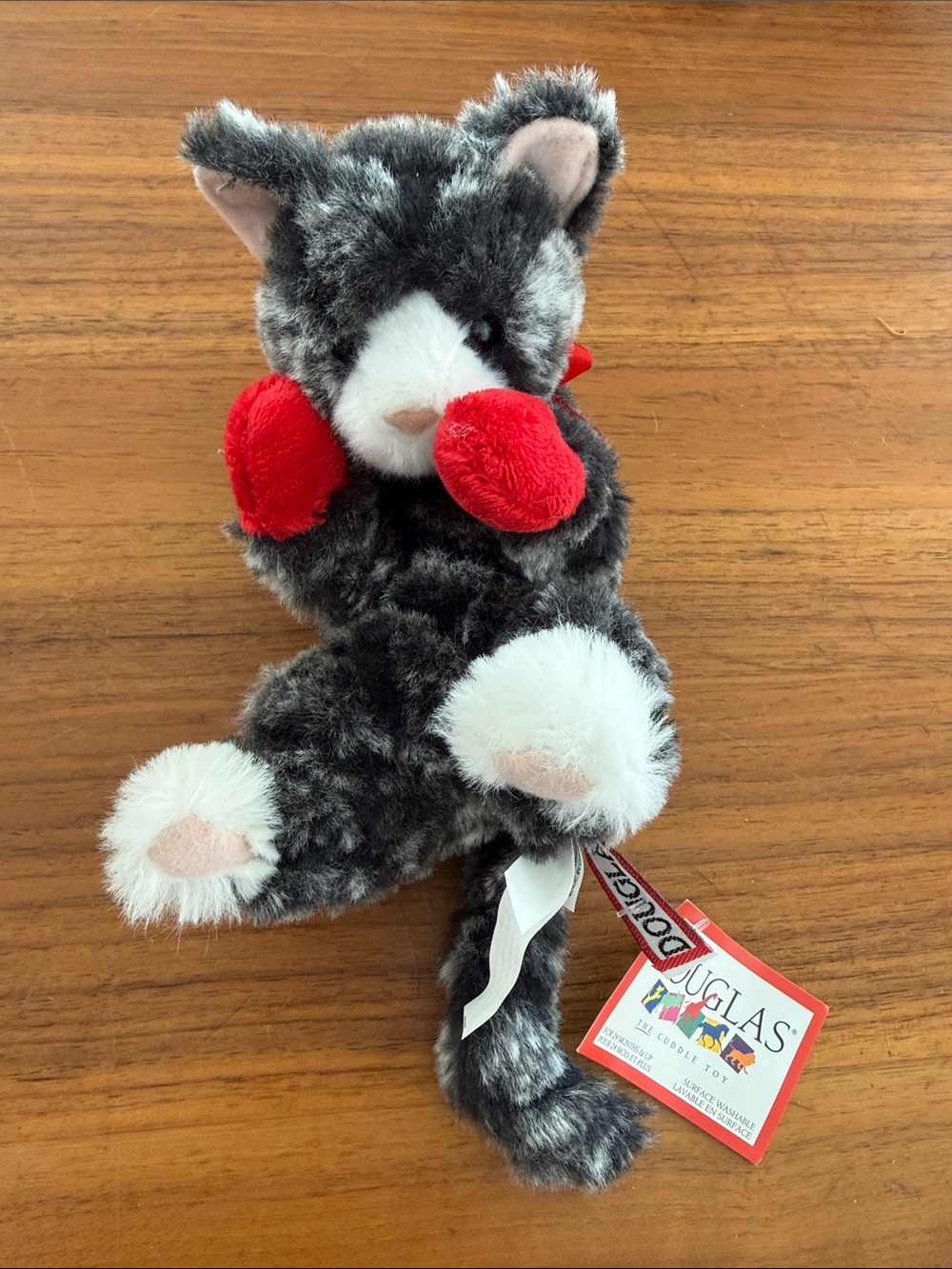 NWT Douglas Cuddle Toys black Kitten Red Mittens Lil' Baby Plush Stuffed Animal